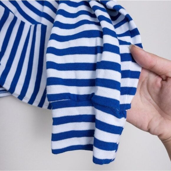 NWT Sundry Striped Twist Back Sweater L Blue Nautical Lightweight Knit 3 - Picture 6 of 10